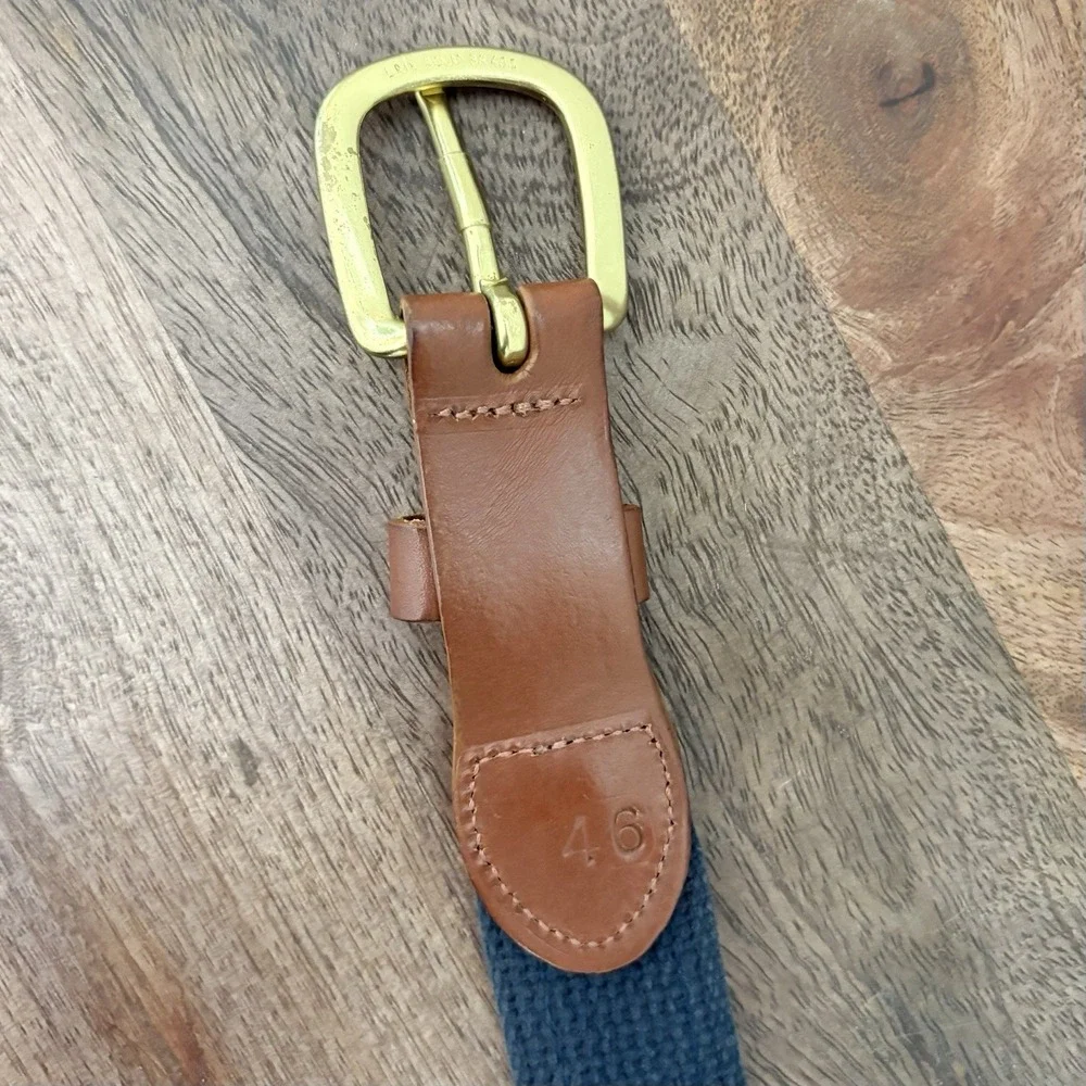 Leather Man Ltd Nautical Signal Flag Belt Men's 46 Brass Buckle Preppy USA
